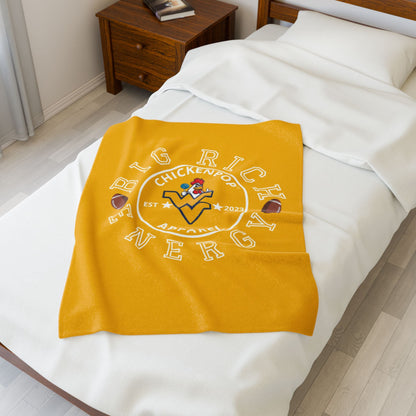 ChickenPop Apparel Big Rich Energy Original Logo Velveteen Plush Blanket Gold