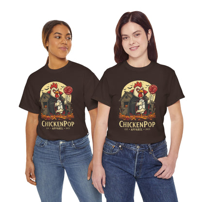 ChickenPop Sucker For a Pop Vampire Rooster Halloween T-Shirt – Funny Spooky Graphic Tee for Fall & Costume Season