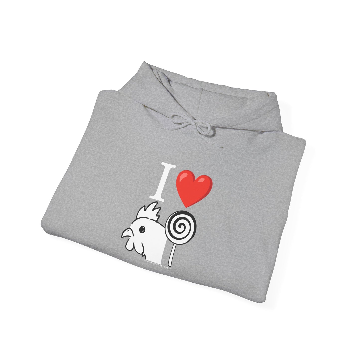 I Love ChickenPop Hoodie – Funny Chicken & Lollipop Graphic Hoodie | Unisex Cozy Pullover | Big Chick Energy Sweatshirt - Chickenpop Apparel Company