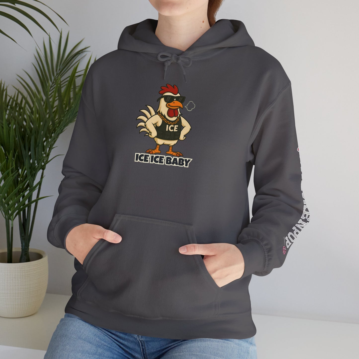 🧊 ICE ICE BABY Funky Chicken Agent Hoodie – Coop Daddy Parody Hoodie for Music & Poultry Fans