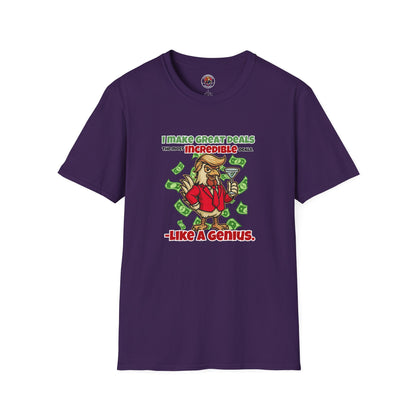 Cock-a-Doodle-Don “Like a Genius” Money Deal Rooster Tee – Funny Political Satire Shirt | ChickenPop Apparel Co.