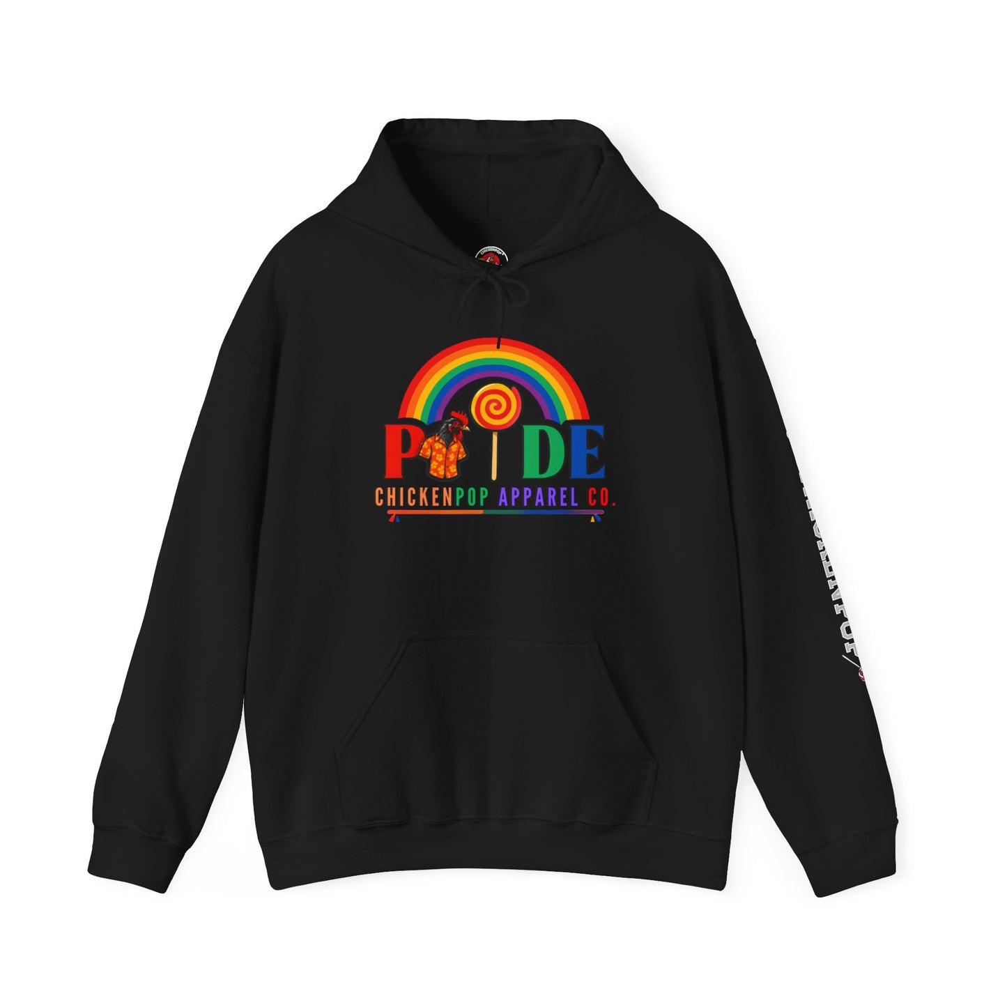 Pride Month Hoodie – ChickenPop Apparel | Rainbow Logo with Coop Daddy – Unisex LGBTQ+ Sweatshirt