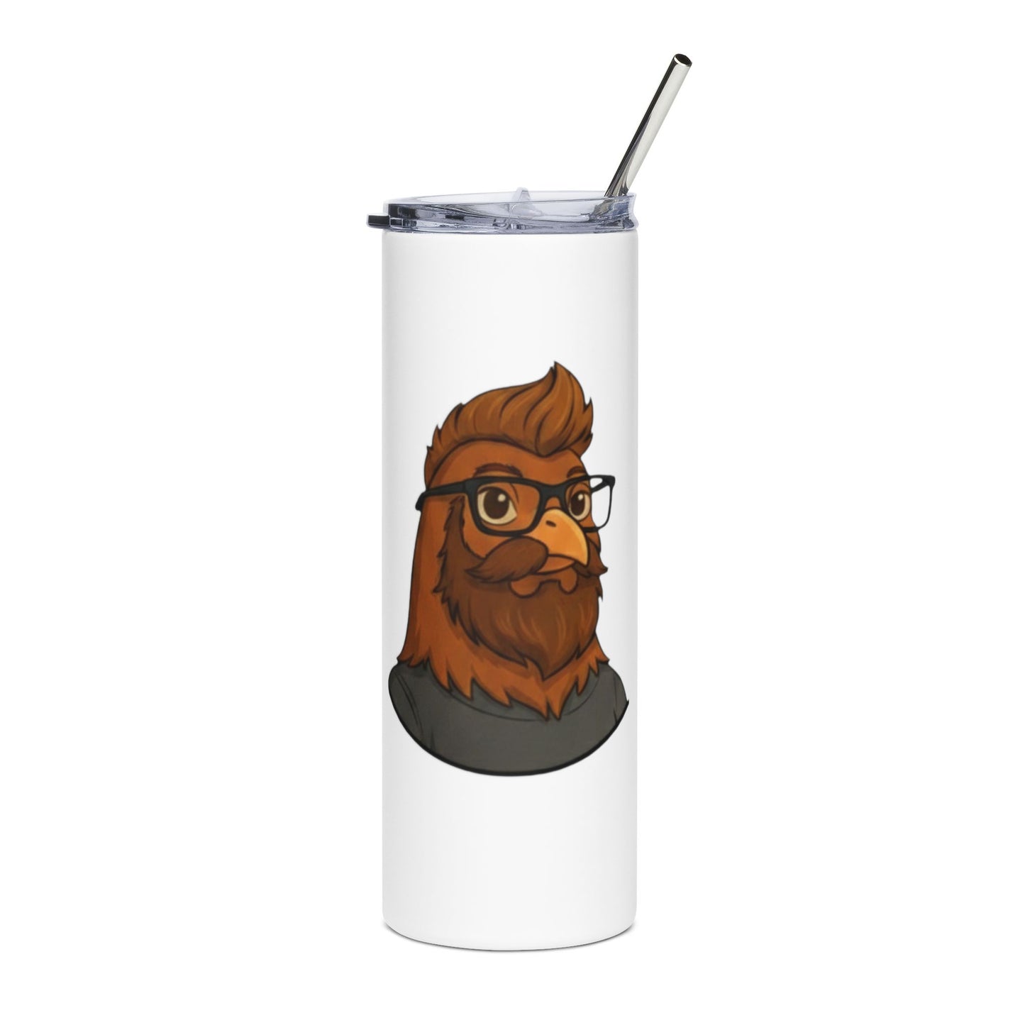 Get Clucked™ Custom Photo Chicken Tumbler – Personalized Cartoon Portrait 20 oz Stainless Steel Cup – Funny Valentine’s Gift for Couples & Friends