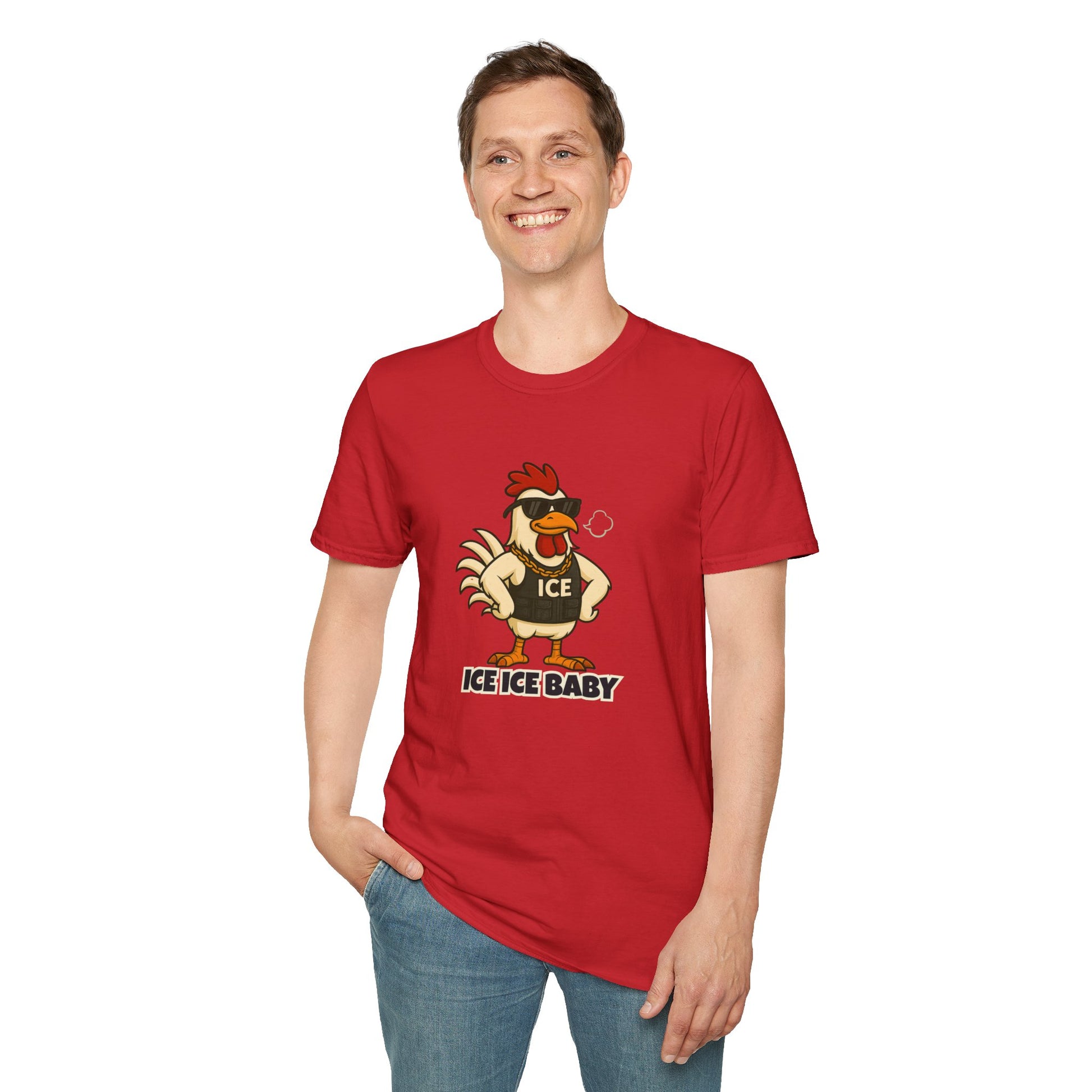 🧊 ICE ICE BABY Funky Chicken Agent T-Shirt – Coop Daddy Parody Tee for Music & Poultry Fans - Chickenpop Apparel Company