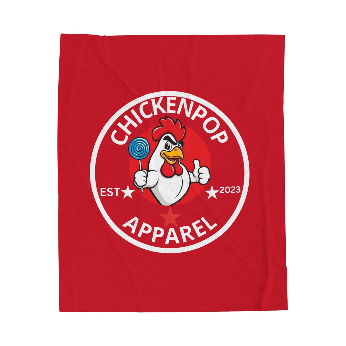 ChickenPop Original Logo Velveteen Plush Blanket Red