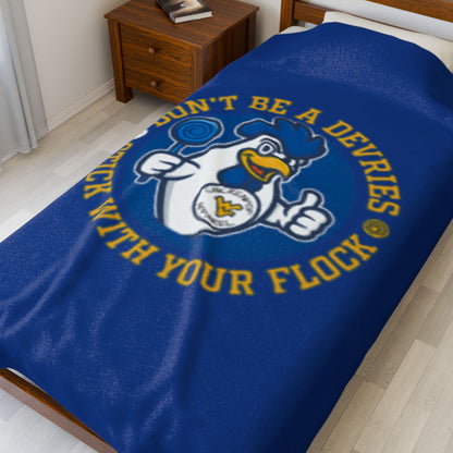 Don't Be A Devries Original Logo Velveteen Plush Blanket Royal Blue