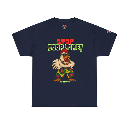 Stop COOP TIME! Funny Chicken T-Shirt – MC Coop Daddy 90s Hip Hop Parody Tee | Unisex Heavy Cotton | ChickenPop Apparel