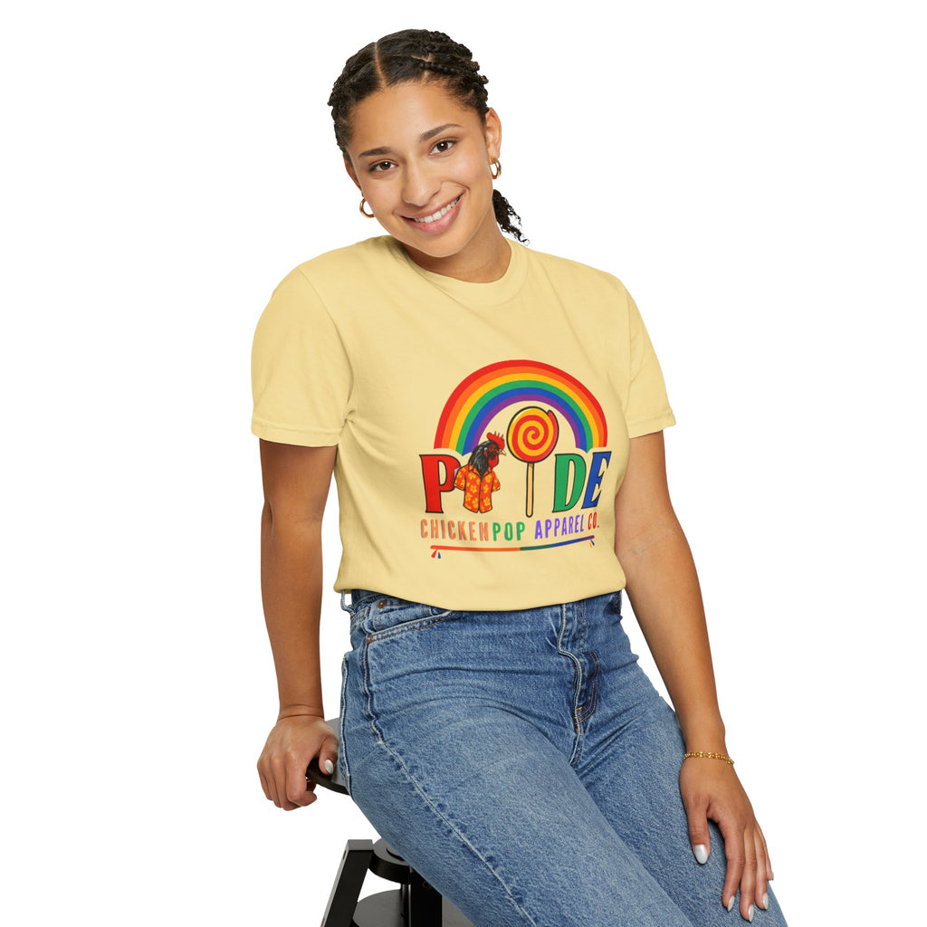 Pride Rainbow Lollipop T-Shirt — "PRIDE" ChickenPop Apparel Co. Graphic Tee