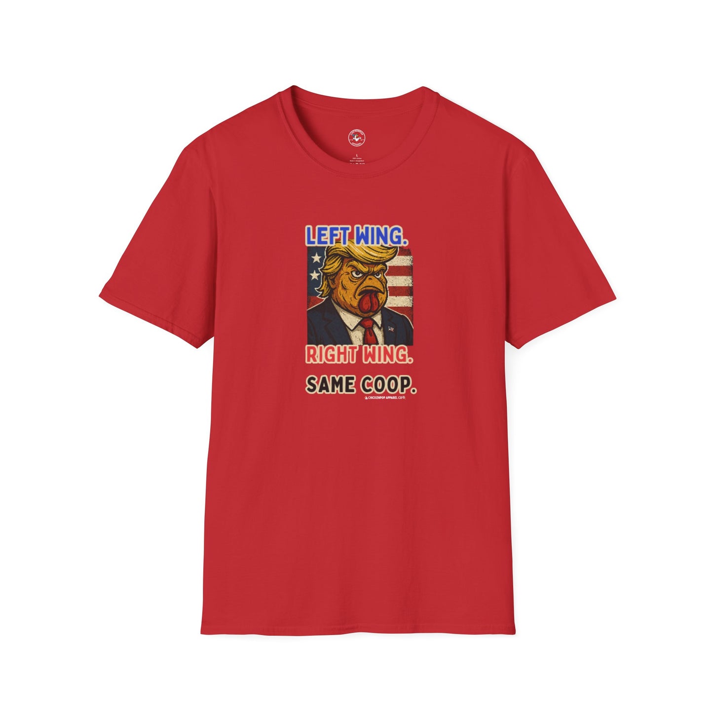 Cock-a-Doodle-Don "Left Wing. Right Wing. Same Coop." Political Satire Tee – Unisex Graphic T-Shirt