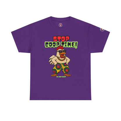 Stop COOP TIME! Funny Chicken T-Shirt – MC Coop Daddy 90s Hip Hop Parody Tee | Unisex Heavy Cotton | ChickenPop Apparel