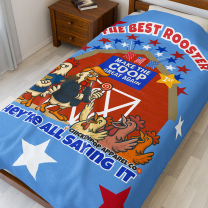 The Best Rooster Blanket – Make the Coop Great Again | Funny Chicken Throw Blanket for Adults – Cozy, Patriotic & Hilarious Gift