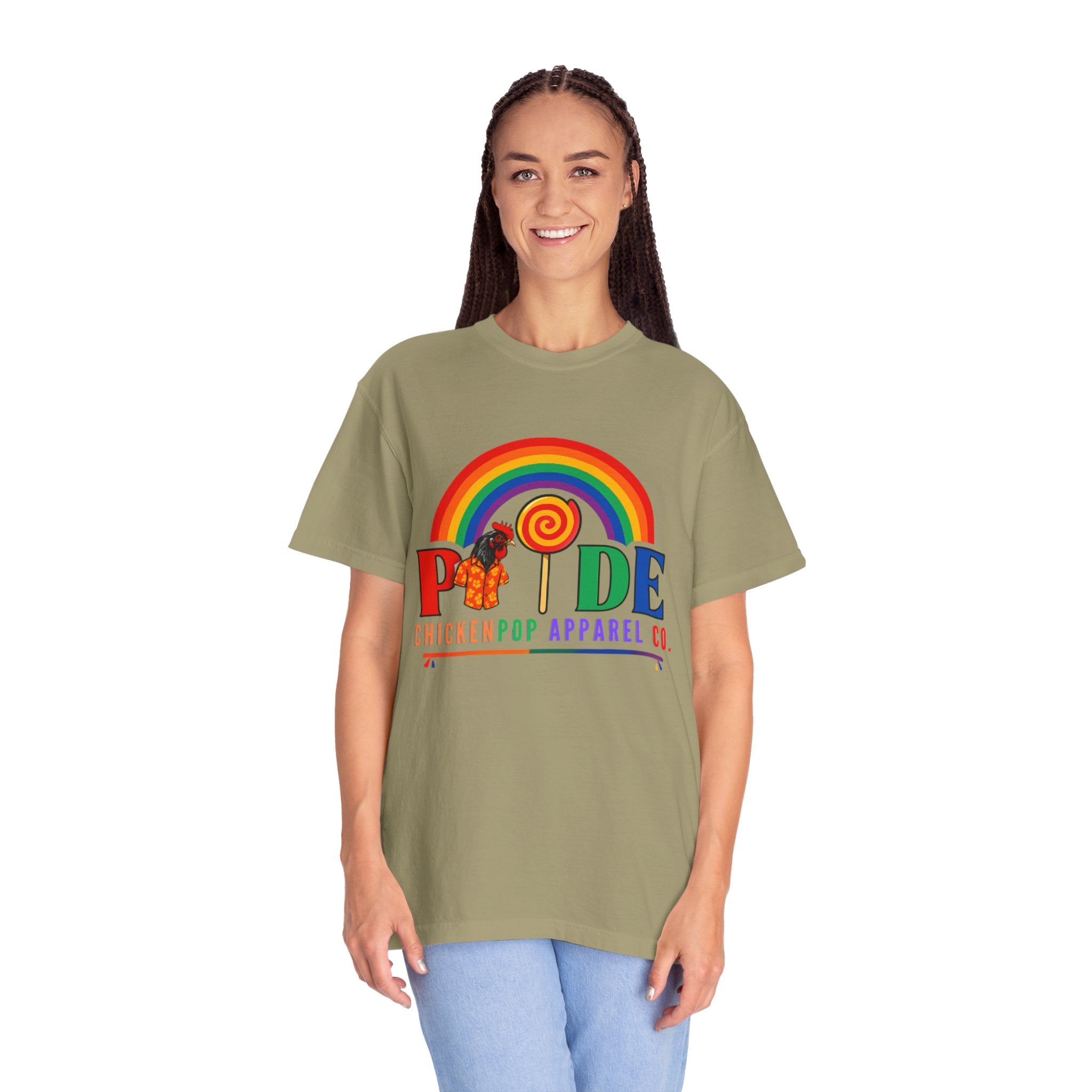 Pride Rainbow Lollipop T-Shirt — "PRIDE" ChickenPop Apparel Co. Graphic Tee