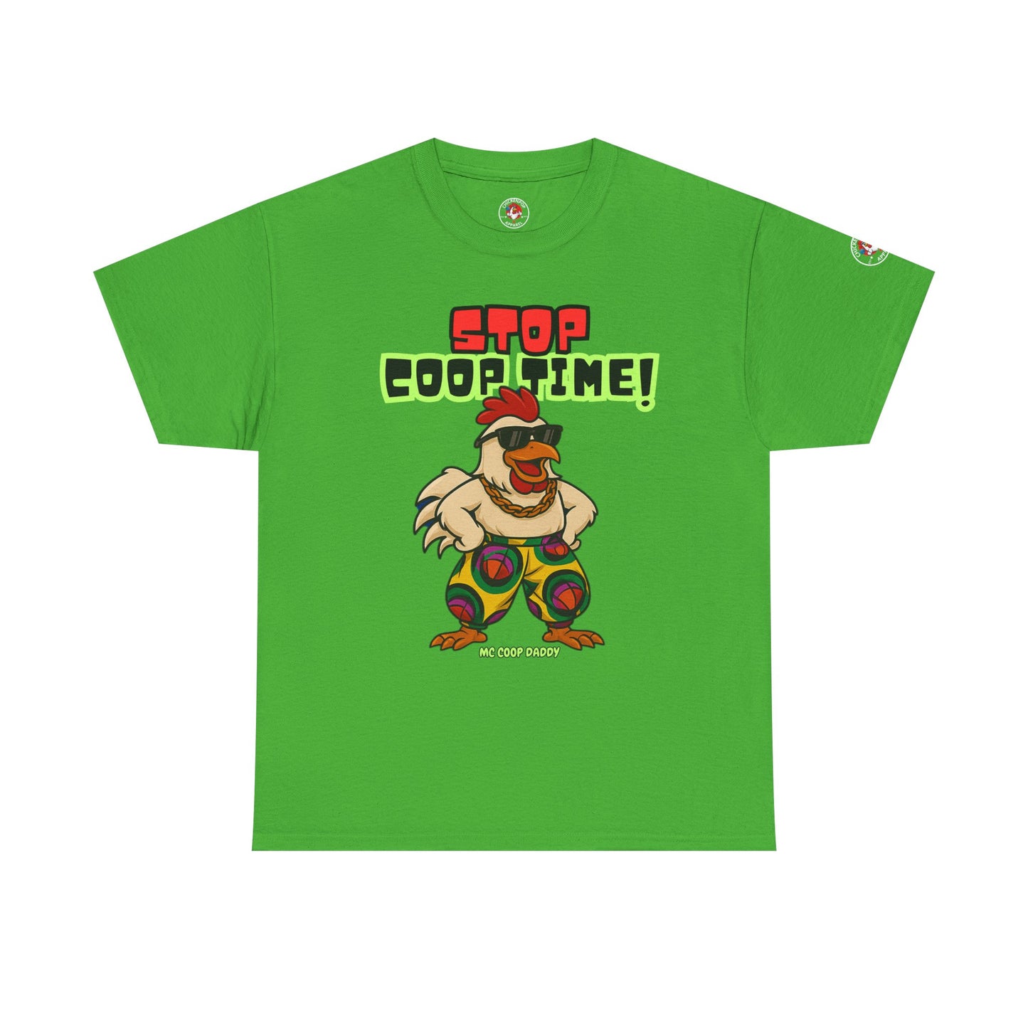 Stop COOP TIME! Funny Chicken T-Shirt – MC Coop Daddy 90s Hip Hop Parody Tee | Unisex Heavy Cotton | ChickenPop Apparel
