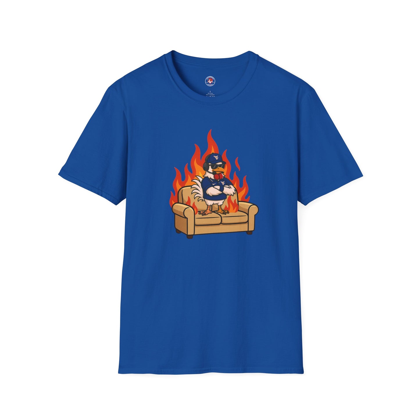 Big Rich Energy Couch Burning Shirt | Funny WVU Mountaineers Football Coach Tee | Morgantown Tradition Apparel