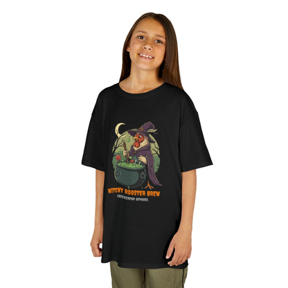 Witchy Rooster Brew T-Shirt: Funny Chicken Halloween Shirt | Lil' Cluckers Witch Costume Apparel