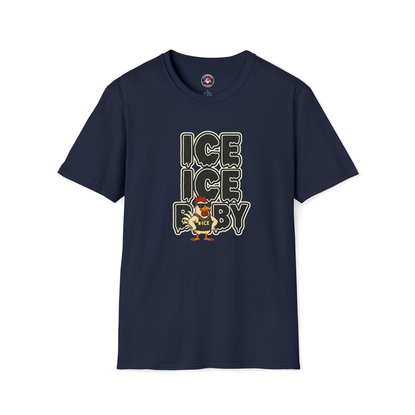 🧊 ICE ICE BABY Funny Chicken T-Shirt – Coop Daddy Parody Tee for Music & Poultry Fans