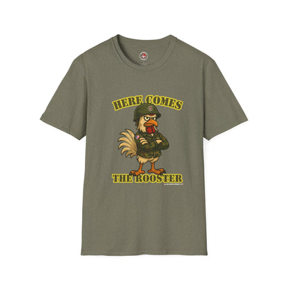 Here Comes the Rooster Music  Graphic Tee with Front & Back Print Unisex Rock T-Shirt