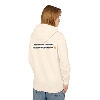 Big Rich Energy Burning Couch Hoodie – Chaos Quote 🔥FREE SHIPPING🔥
