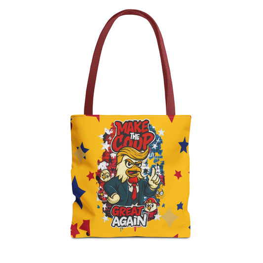 Make the Coop Great Again Tote Bag, Funny Tote Bag, Political Humor Bag, Gift for Movers and Shakers, Yellow Tote, Election Day Accessory