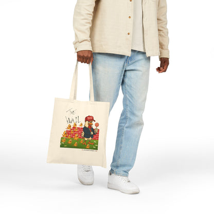 Another Chick Thru The Wall Canvas Tote Bag – Funny Political Chicken Graphic | Heavy-Duty Cotton in Natural or Black | Reusable Eco Satire Shopper