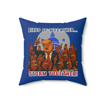 Birds of a Feather Storm Together Pillow – Bold Political Satire Throw Pillow in 4 Sizes