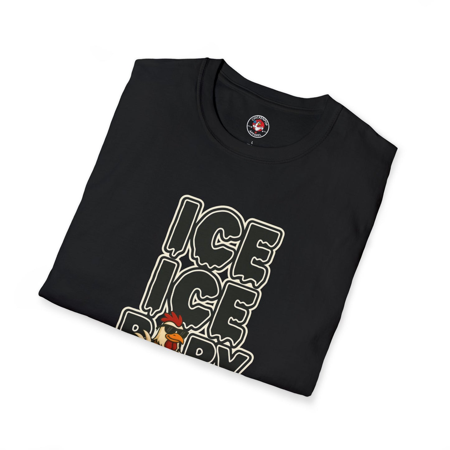 🧊 ICE ICE BABY Funny Chicken T-Shirt – Coop Daddy Parody Tee for Music & Poultry Fans