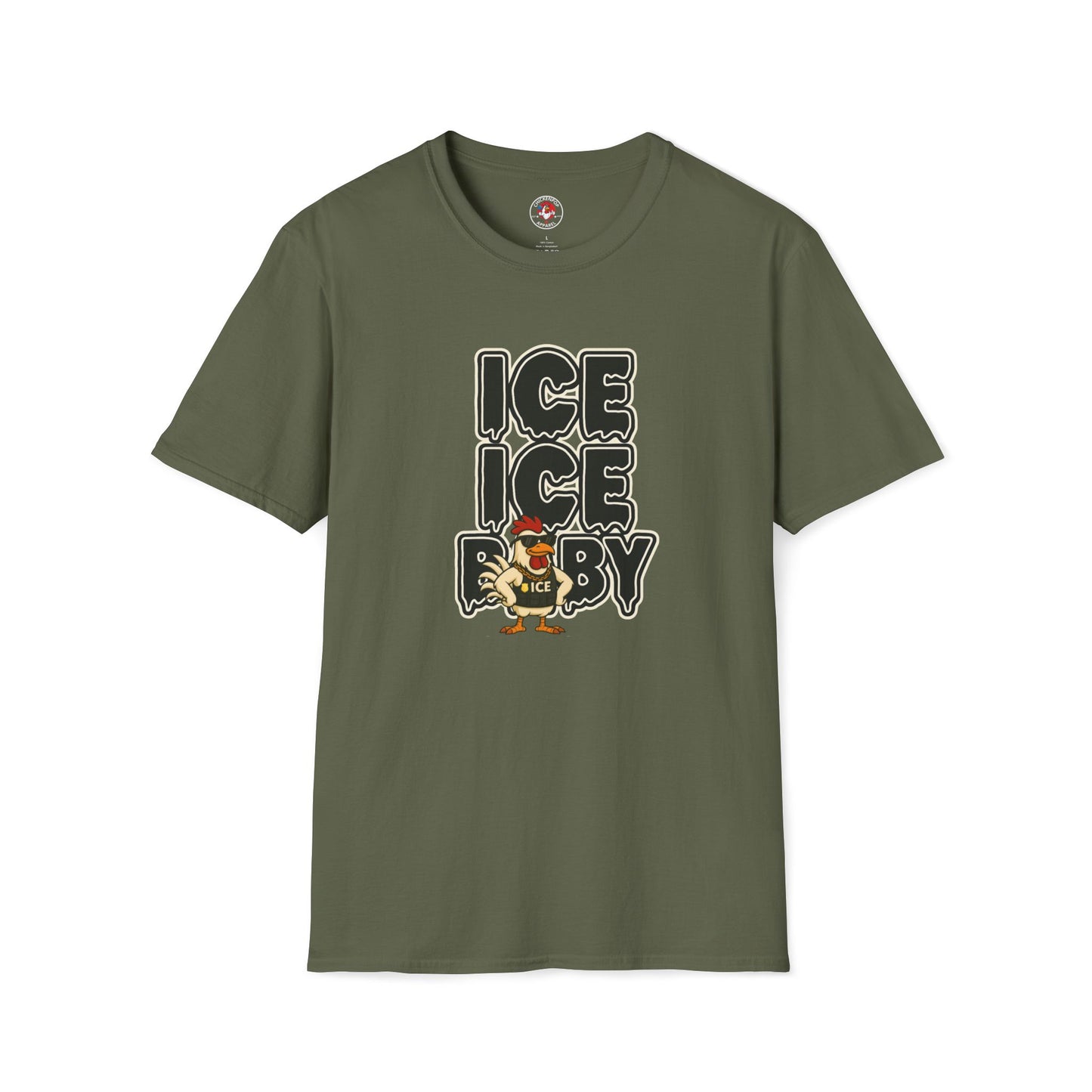 🧊 ICE ICE BABY Funny Chicken T-Shirt – Coop Daddy Parody Tee for Music & Poultry Fans
