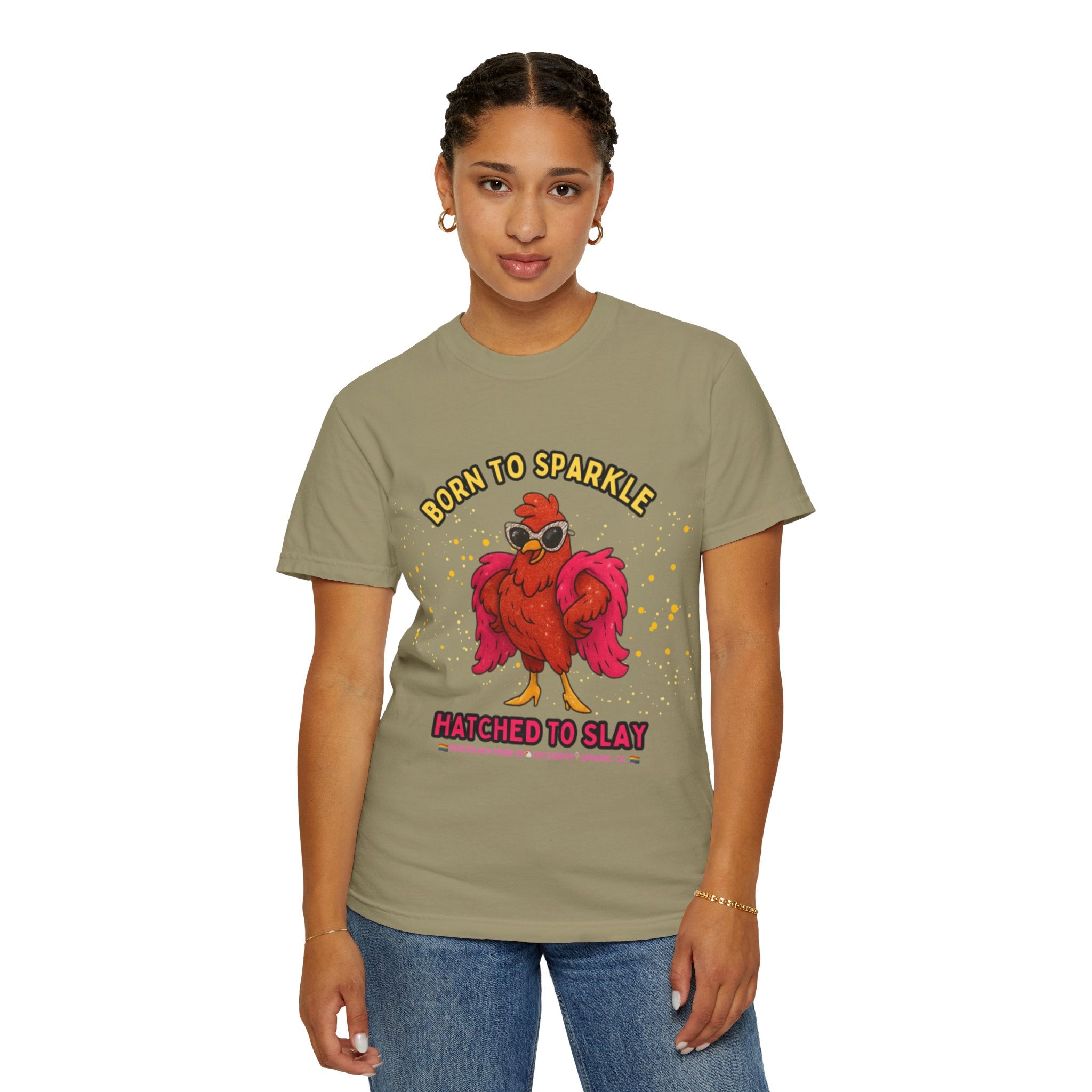 Pride LGBTQ Born to Sparkle Rooster T-Shirt — Hatched to Slay Graphic Tee