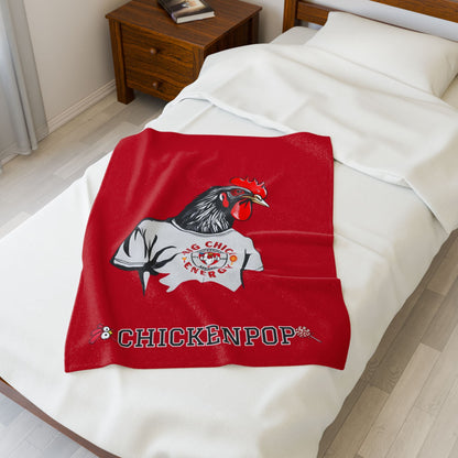Giant Rooster Velveteen Plush Blanket Red