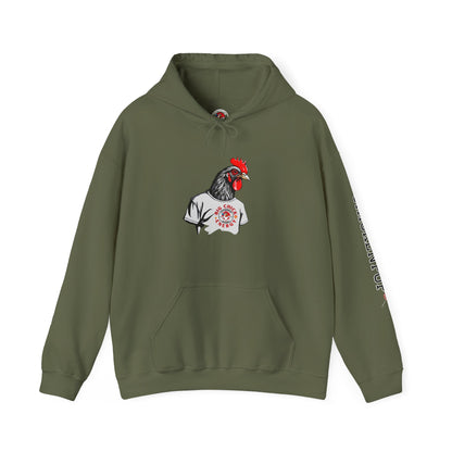 Big Chick Energy Giant Rooster Logo Unisex Hoodie - ChickenPop Arm Logo Edition
