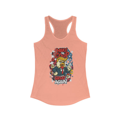 Make the Coop Great Again Racerback Tank – Cock-a-Doodle-Don Presidential  Poultry 🐔🍹