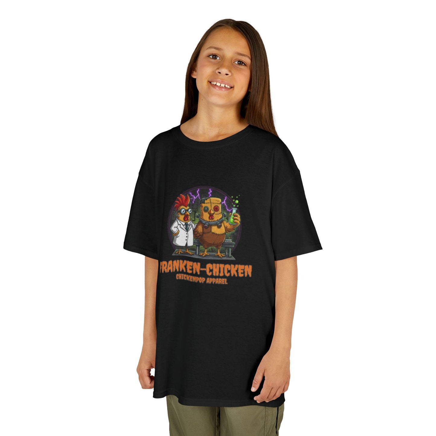 Franken-Chicken T-Shirt: Funny Mad Scientist Chicken Tee | Lil' Cluckers Halloween Costume Apparel