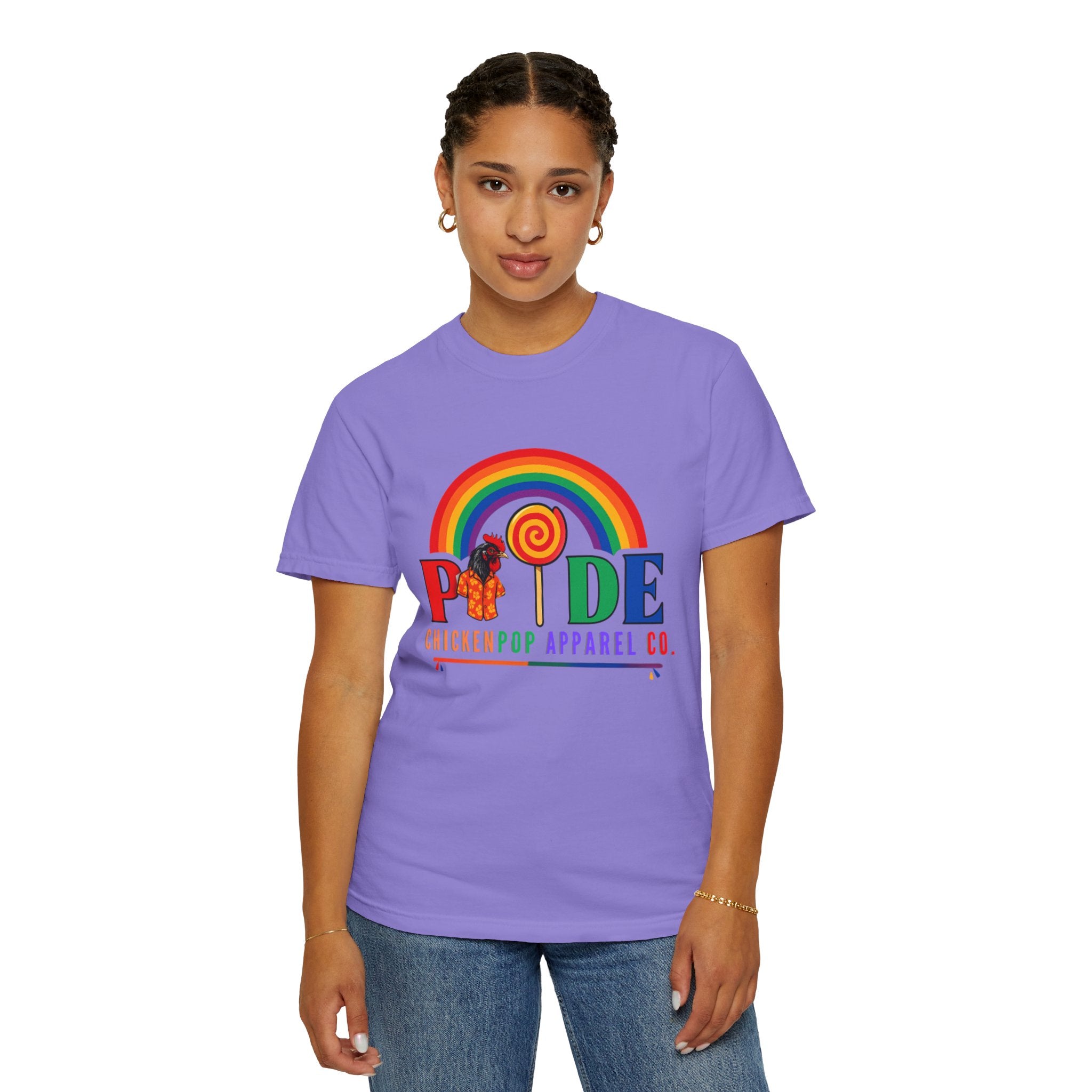 Pride Rainbow Lollipop T-Shirt — "PRIDE" ChickenPop Apparel Co. Graphic Tee