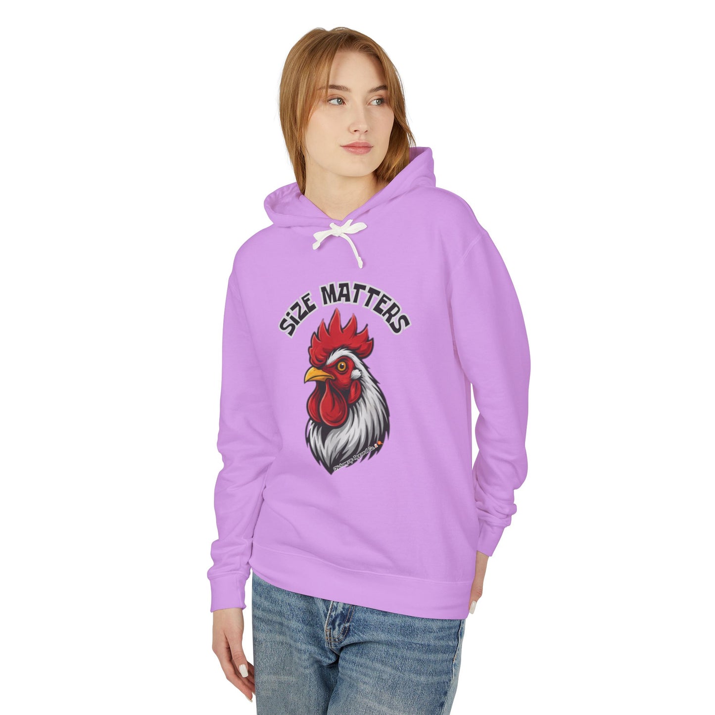 SIZE MATTERS Hoodie | Funny Chicken Apparel Sweatshirt | Bold Rooster Humor Pullover