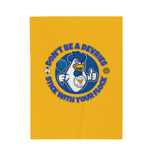 Don't Be A Devries Original Logo Velveteen Plush Blanket Gold