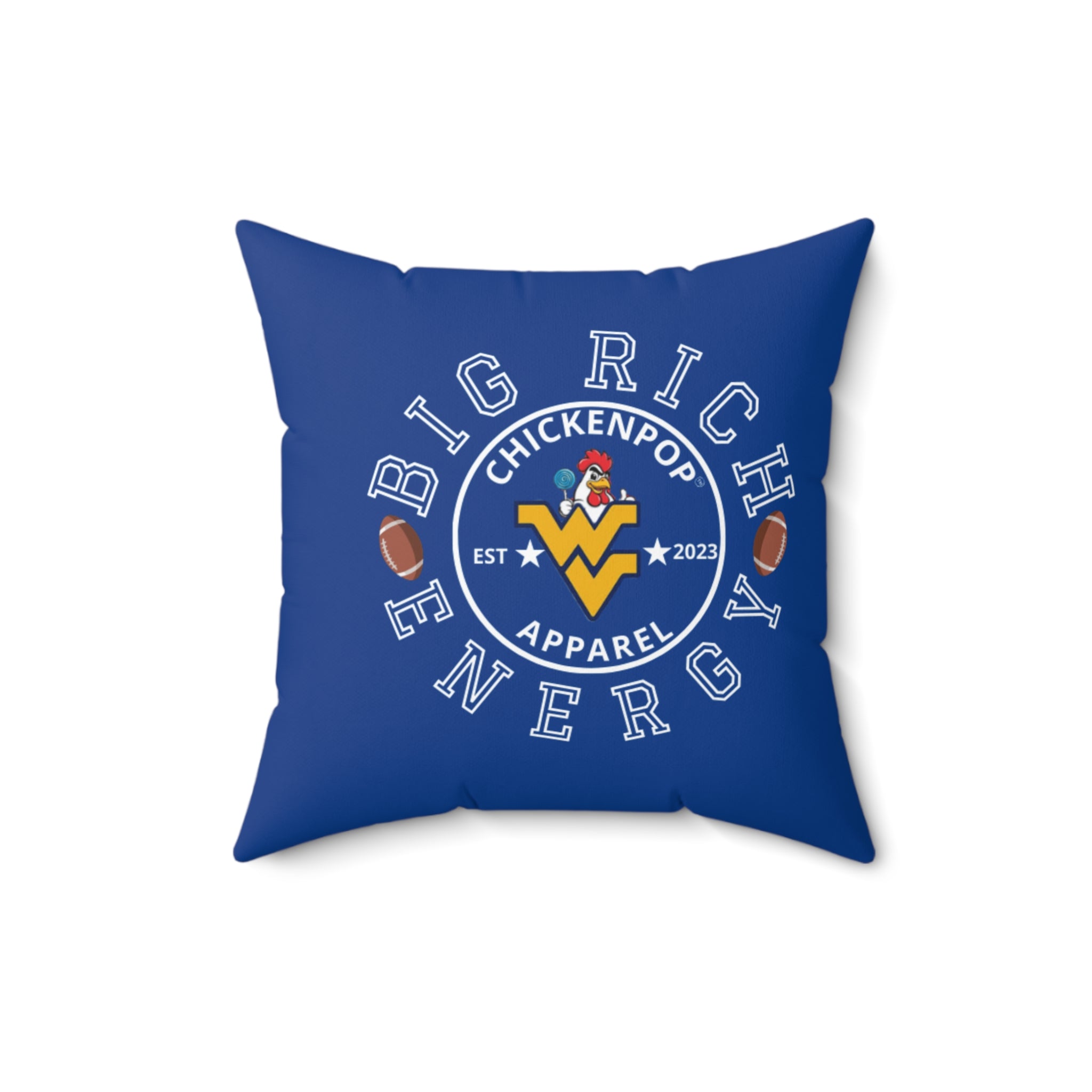 ChickenPop Big Rich Energy Spun Polyester Square Pillow Royal Blue