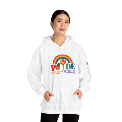 Pride Month Hoodie – ChickenPop Apparel | Rainbow Logo with Coop Daddy – Unisex LGBTQ+ Sweatshirt