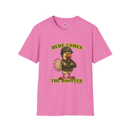 Here Comes the Rooster Music  Graphic Tee with Front & Back Print Unisex Rock T-Shirt