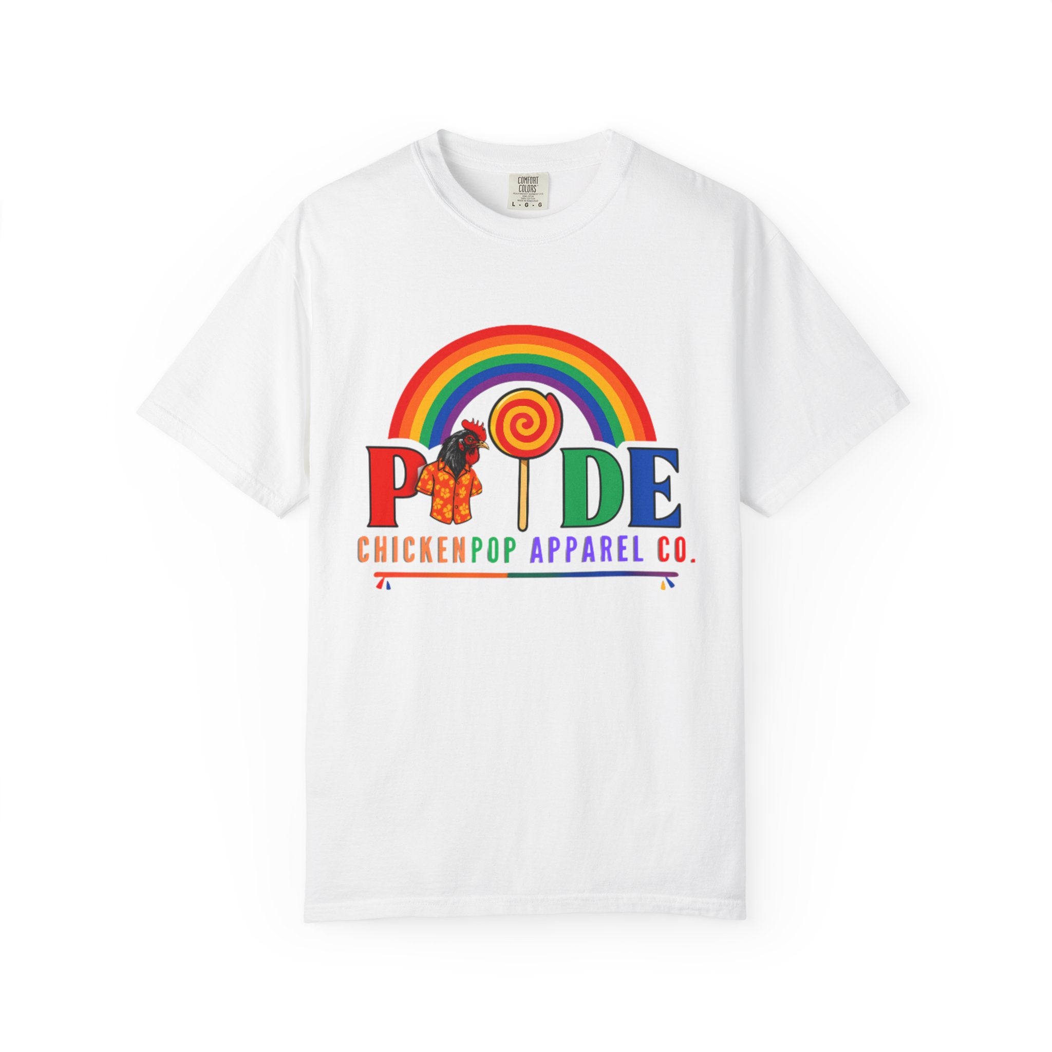 Pride Rainbow Lollipop T-Shirt — "PRIDE" ChickenPop Apparel Co. Graphic Tee