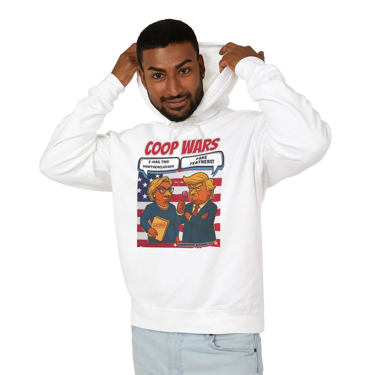 Coop Wars Hoodie – Funny Political Graphic Pullover | Unisex Relaxed Fit | Ethically Made & OEKO-TEX Certified Streetwear