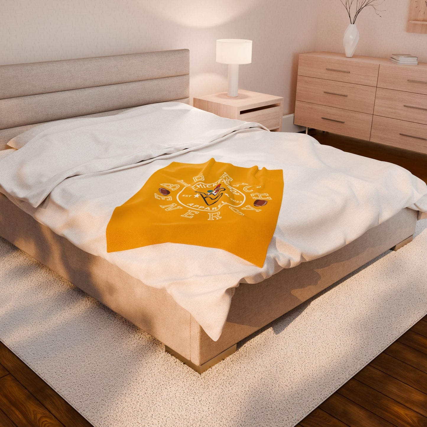 ChickenPop Apparel Big Rich Energy Original Logo Velveteen Plush Blanket Gold