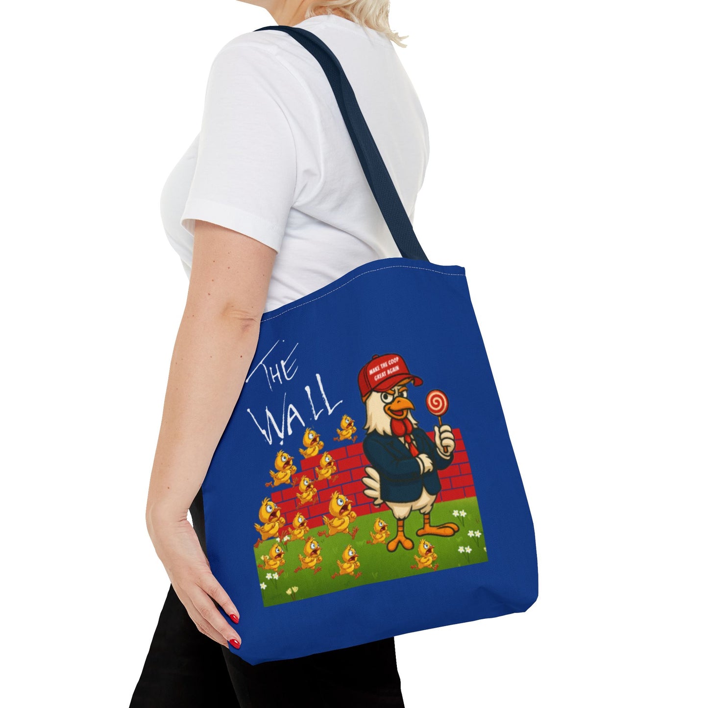 Another Chick Thru The Wall Tote Bag – Funny Political Chicken Graphic | Durable Eco-Friendly Canvas Shopper for Everyday Use