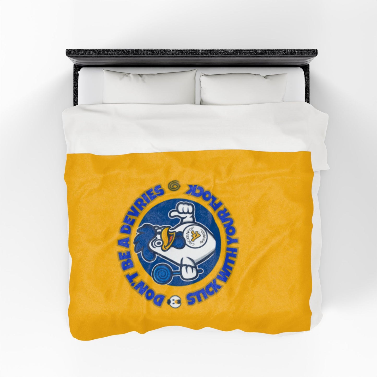 Don't Be A Devries Original Logo Velveteen Plush Blanket Gold