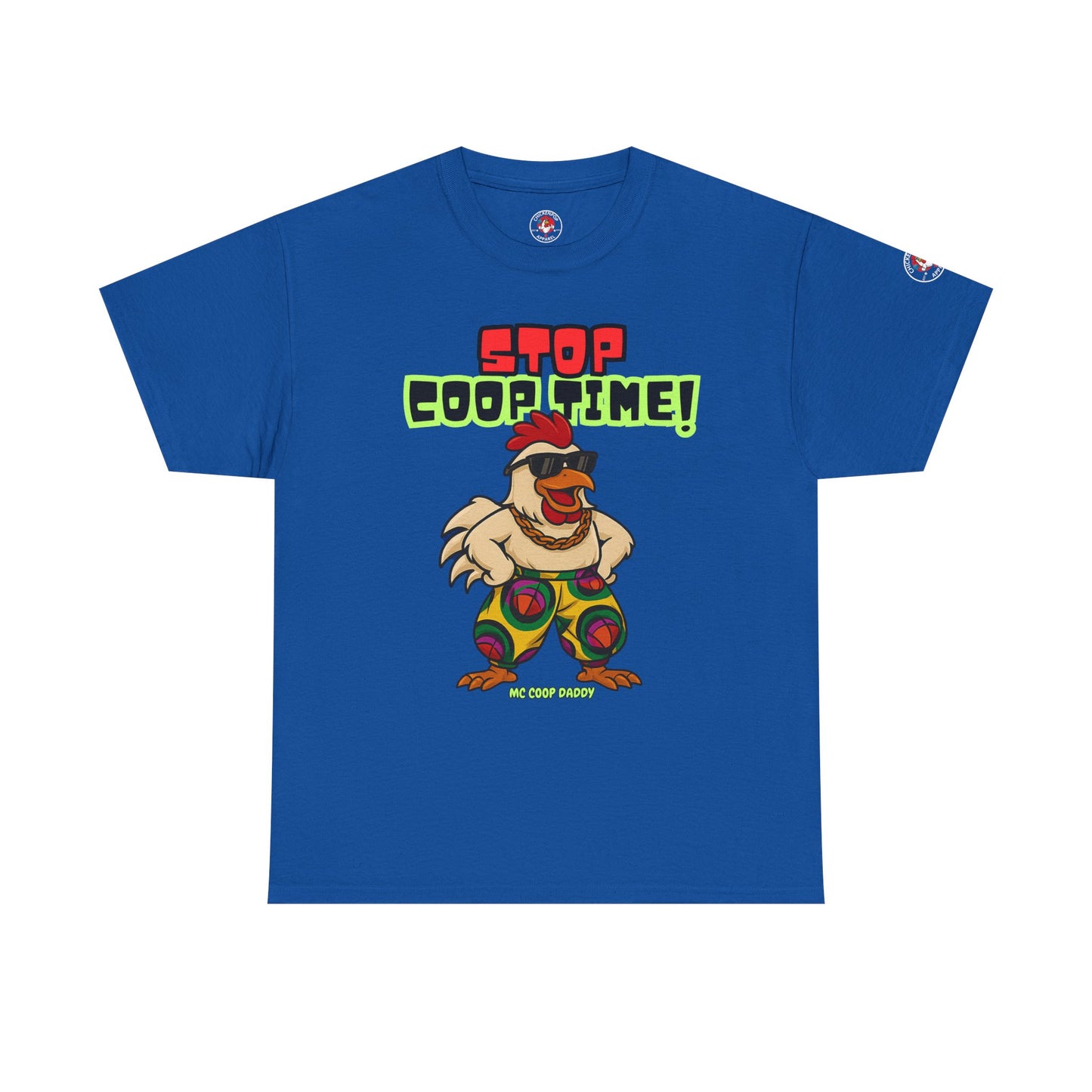 Stop COOP TIME! Funny Chicken T-Shirt – MC Coop Daddy 90s Hip Hop Parody Tee | Unisex Heavy Cotton | ChickenPop Apparel