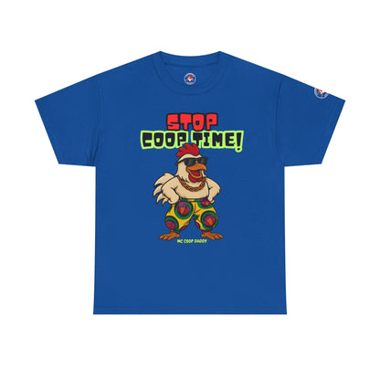 Stop COOP TIME! Funny Chicken T-Shirt – MC Coop Daddy 90s Hip Hop Parody Tee | Unisex Heavy Cotton | ChickenPop Apparel