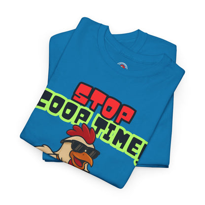 Stop COOP TIME! Funny Chicken T-Shirt – MC Coop Daddy 90s Hip Hop Parody Tee | Unisex Heavy Cotton | ChickenPop Apparel