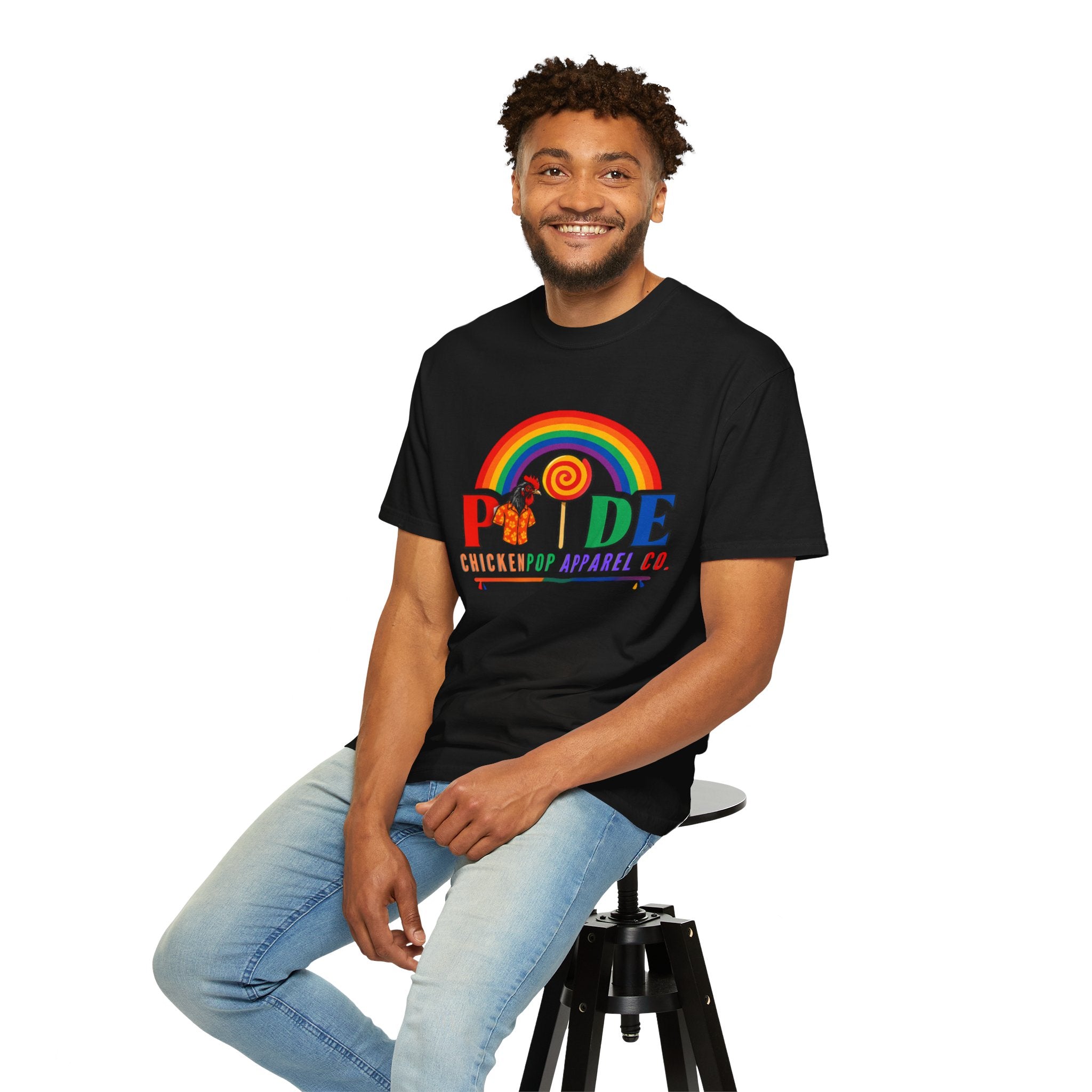 Pride Rainbow Lollipop T-Shirt — "PRIDE" ChickenPop Apparel Co. Graphic Tee