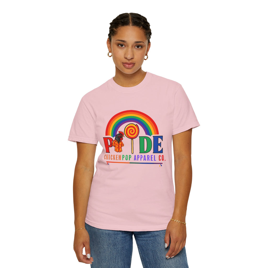 Pride Rainbow Lollipop T-Shirt — "PRIDE" ChickenPop Apparel Co. Graphic Tee