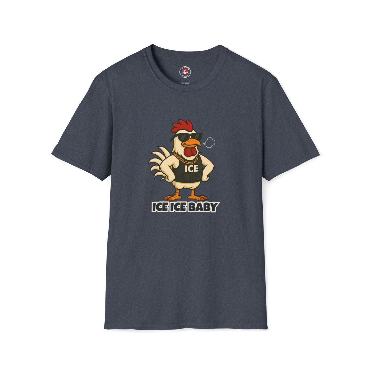 🧊 ICE ICE BABY Funky Chicken Agent T-Shirt – Coop Daddy Parody Tee for Music & Poultry Fans