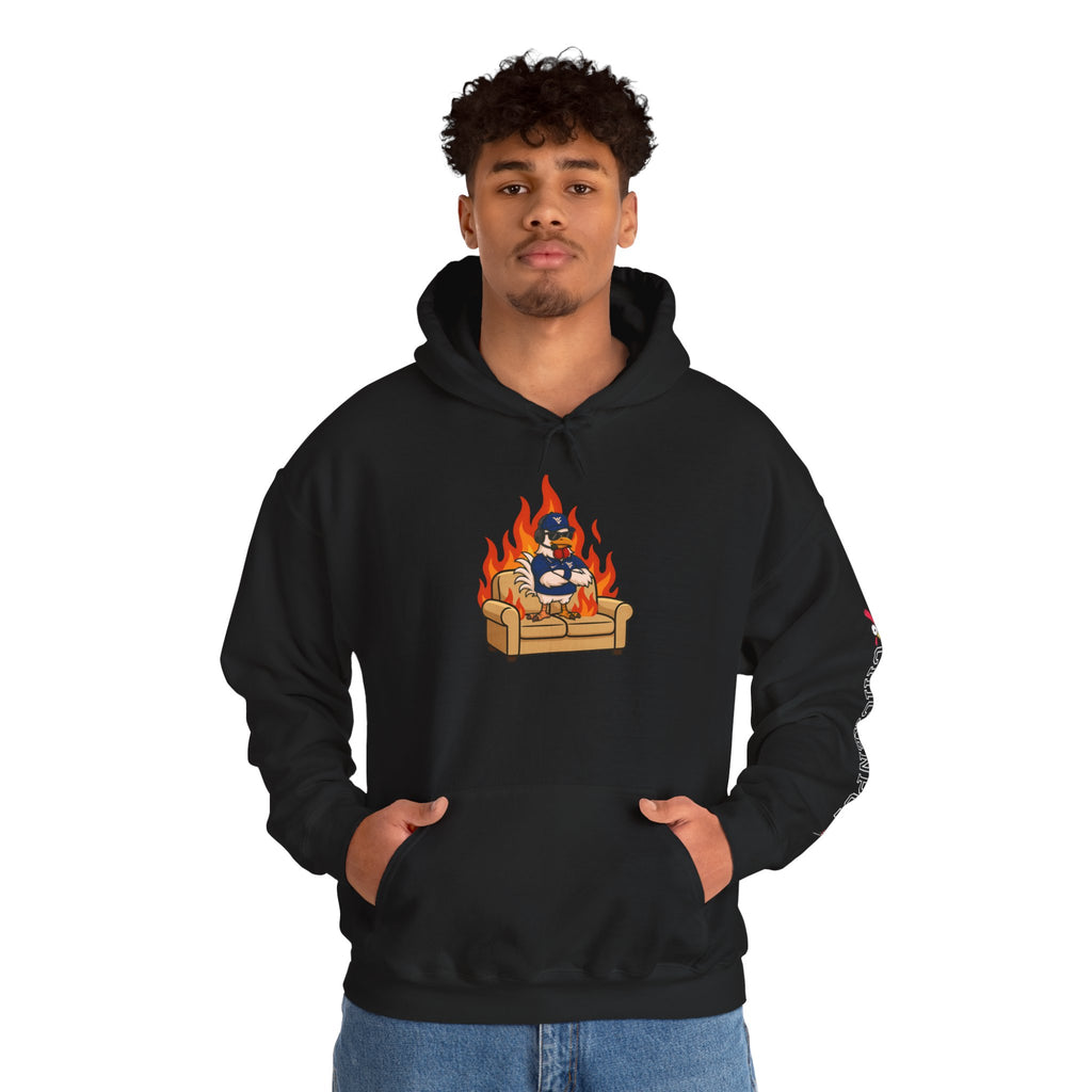 Big Rich Energy Couch Burning Shirt | Funny WVU Mountaineers Football Coach Hoodie | Morgantown Tradition Apparel